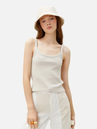 زیرپیراهن نخی ساده - یقه پهن - خاکستری